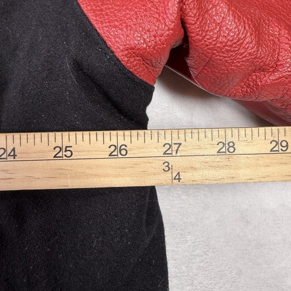 Vintage Coogi Varsity Leather Jacket Mens 2XL Black Red Wool Embroidered Logo - Picture 13 of 16